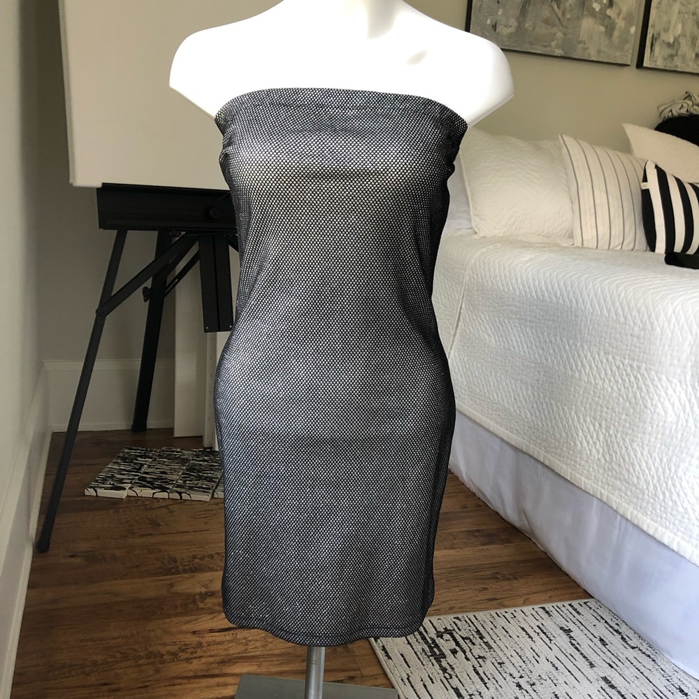 Sexy Strapless Fitted Short Dress Shimmer w/Netting M